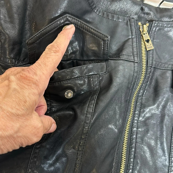 Belle by Kim Gravel Faux Leather Jacket Size XL Black - Picture 9 of 11